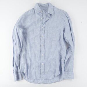 Men's J. CREW Baird McNutt Irish Linen Shirt Bengal Stripe Sky Blue Small